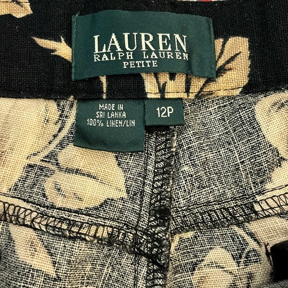 Lauren Ralph Lauren Linen Floral Tapered Leg Pants - Size 12P - Picture 8 of 9